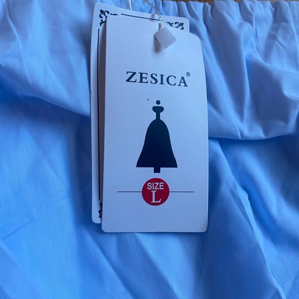 Zesica light blue dress Women’s size L one shoulder  asymmetrical ruffles party - Picture 3 of 11